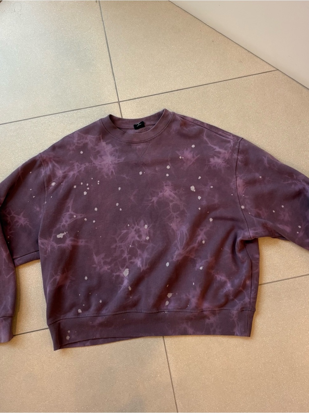 PacSun Men's Burgundy Tie-Dye Crewneck Sweatshirt